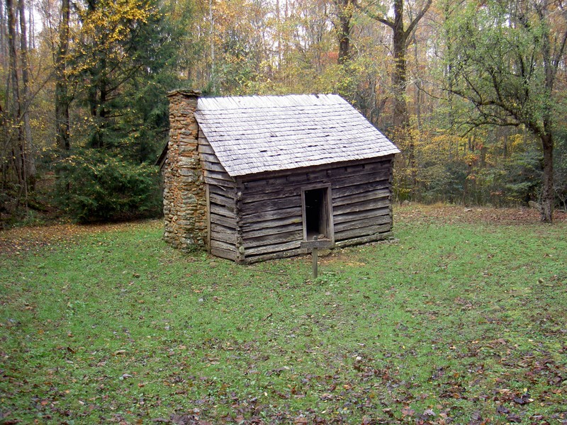 The Willis Baxter cabin is passed a short distance up the old road