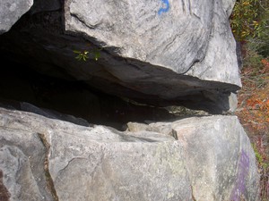 The last bit of rock ledge is detached
