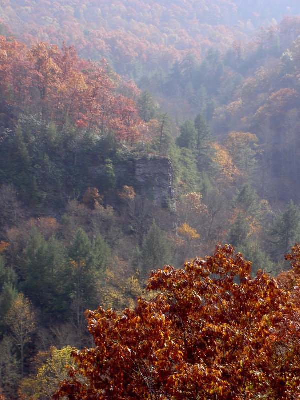 High rock ledge across the valley