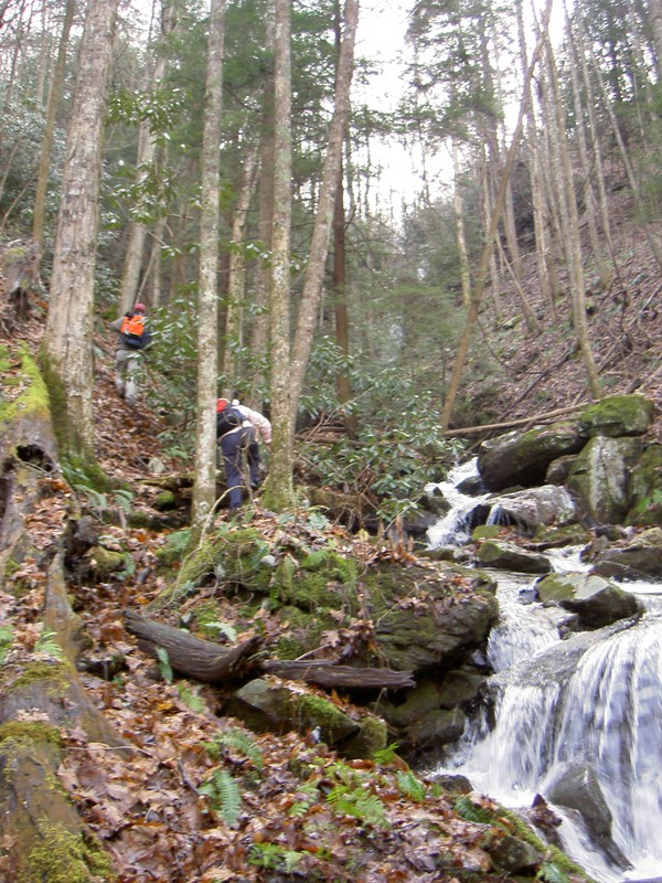 Bill and Dana making it up some rough terrain just down from the upper falls