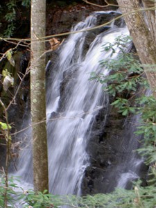 The middle falls from the side on the way back down an old logging road