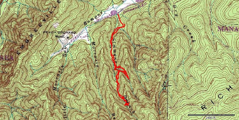 Topo and GPS track of our recent adventure on Simmons Branch