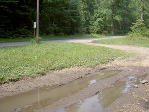 The parking area is at a small pull-off at a wooden bridge just before the Dennis Cove Recreation Area
GPS: 36.25706 -82.11173