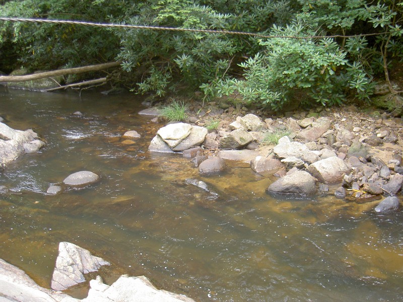 Rock-hopping across here was quite difficult.