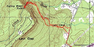 GPS track showing how we both went in and back out of the area