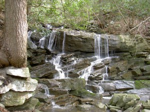 Many of the creeks emptying into the river form small waterfalls