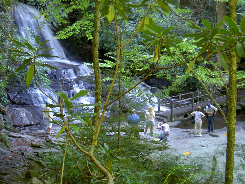 Plenty of people at the falls