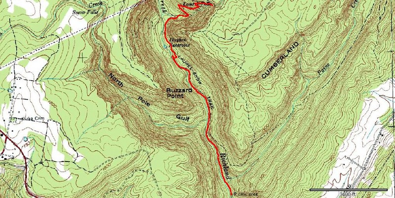 GPS track of the Laurel Falls portion of the Laurel-Snow trail