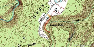 GPS track of the short hike down to the falls