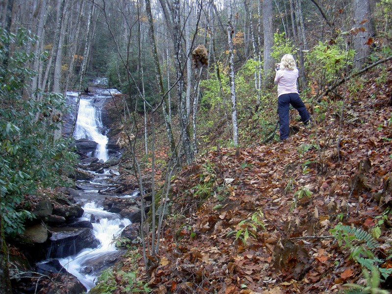 Dana shooting the falls while we were gathered for a group shot, waiting on her