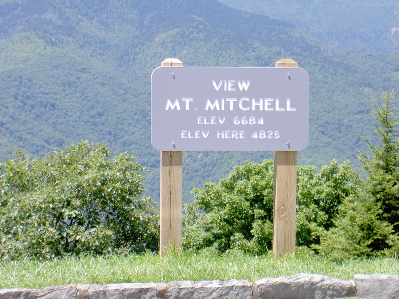 Viewing Mt. Mitchell and surrounding area from an overlook on the Blue Ridge Parkway