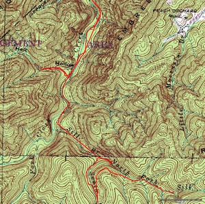 Topo and GPS track to Sill Branch, Upper Sill Branch and Hell Hollow Falls