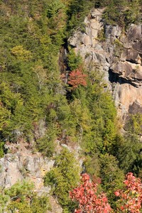 A small waterfall on the south rim wall