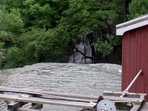 A hole drilled through the rock was gushing water as well