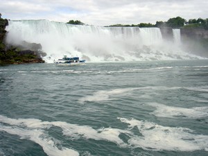From water level on the deck of one of the Maid of the Mist boats