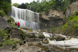 There's a good trail and steps to the base. Part of the Bruce Trail which follows a long portion of the escarpment rim