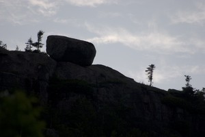 Bubble Rock from a roadside pullout and at extreme zoom