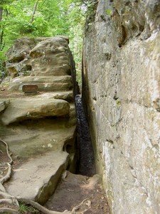 Tight squeeze to the top of Natural Bridge