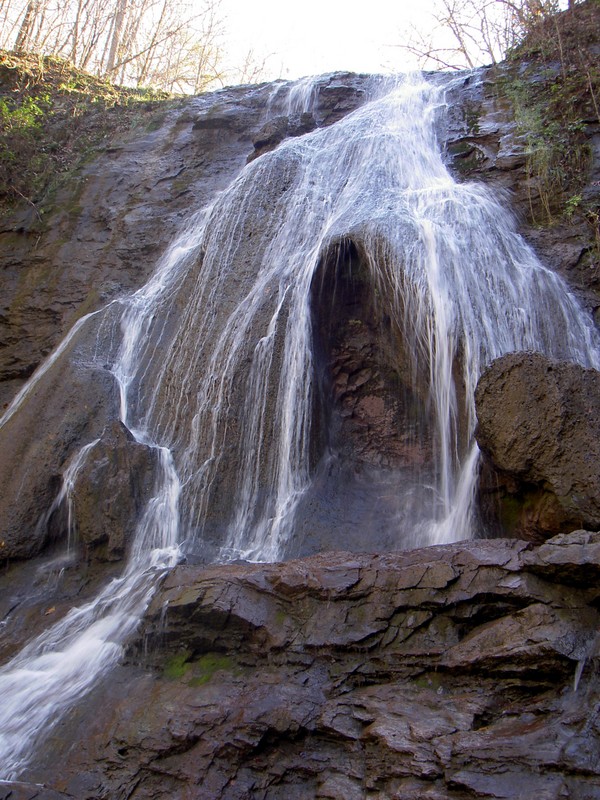 Softer rock eroded out a big hole in the middle