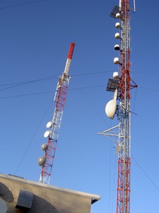 Transmission towers on top of the mountain