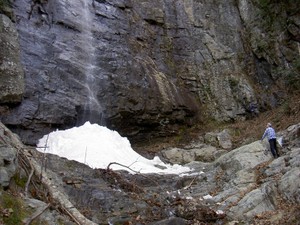 An impressive pile of ice at the base