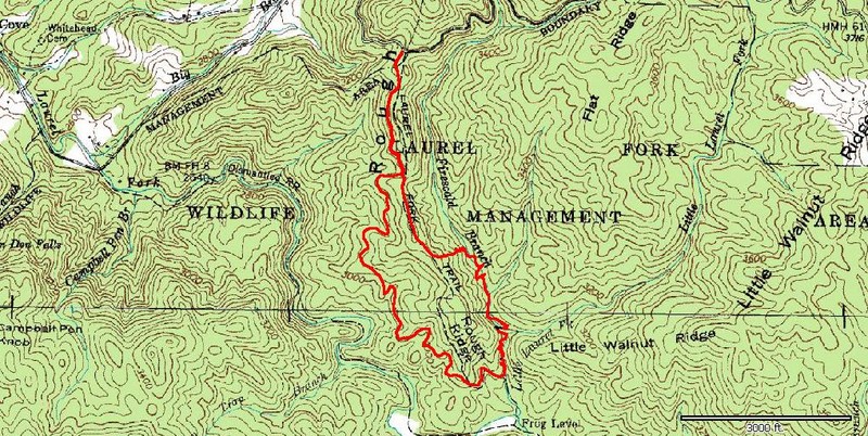 USGS topo showing the route we took today