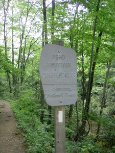Pond Mountain Wilderness / Cherokee National Forest sign.
