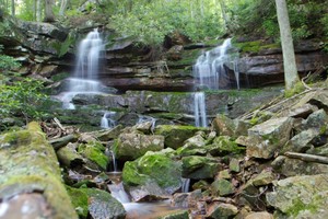 Twin falls from two side streams